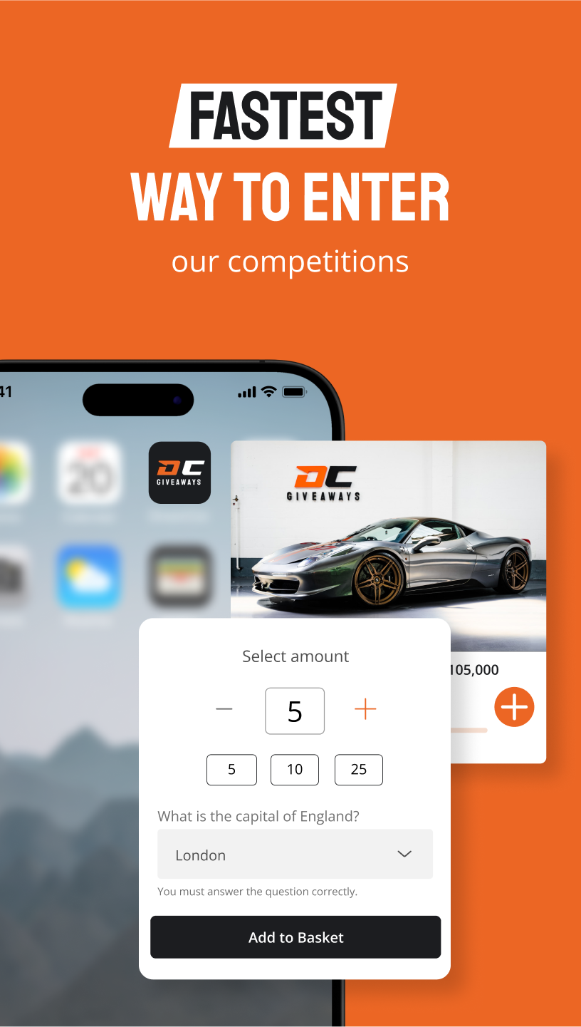 Optimised app entry, our fastest way to enter competitions
